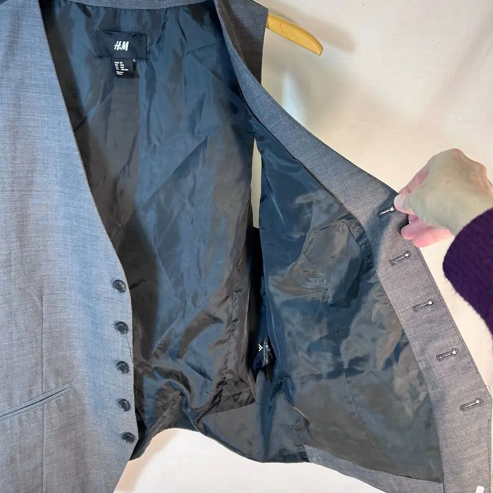 H&M Men's Gray Classic 5 Button-Front Waistcoat Suit Vest Size 42R